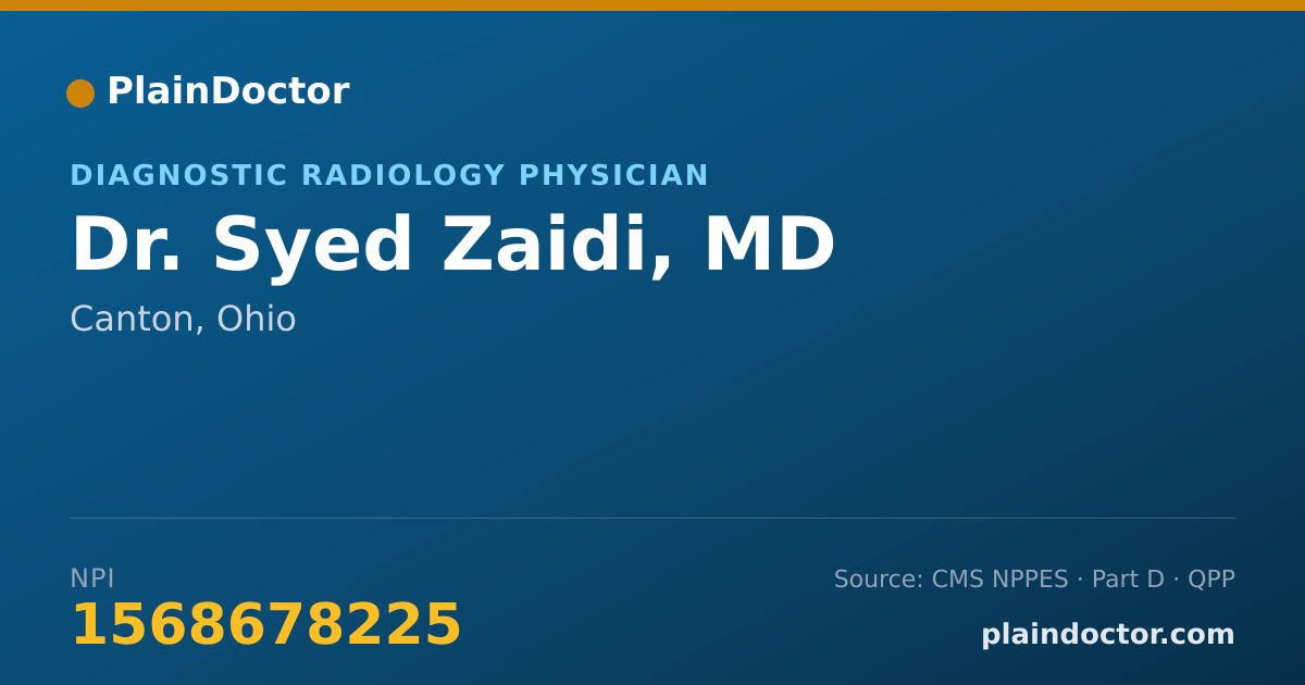 Shareable card for Syed Zaidi, MD - Diagnostic Radiology Physician, Canton, OH