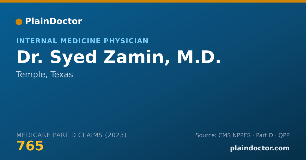 Shareable card for Syed Zamin, M.D. - Internal Medicine Physician, Temple, TX