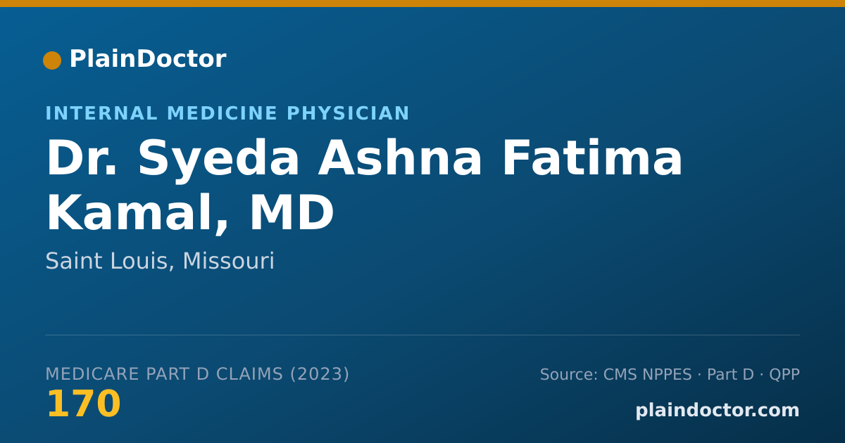 Shareable card for Syeda Ashna Fatima Kamal, MD - Internal Medicine Physician, Saint Louis, MO