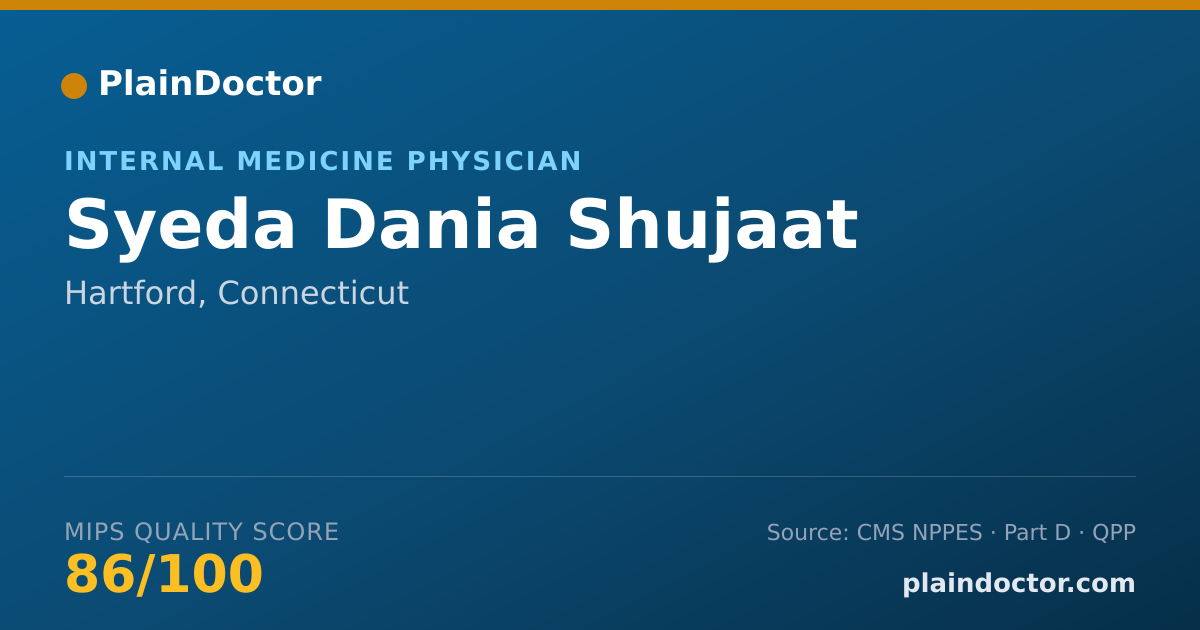 Shareable card for Syeda Dania Shujaat - Internal Medicine Physician, Hartford, CT