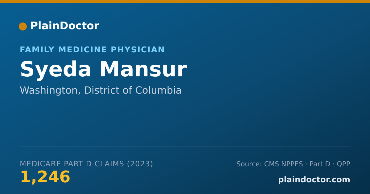 Shareable card for Syeda Mansur - Family Medicine Physician, Washington, DC