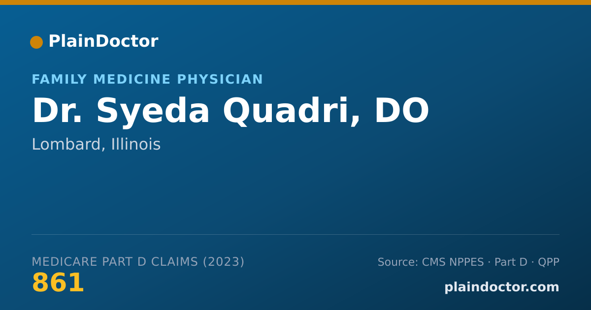Shareable card for Syeda Quadri, DO - Family Medicine Physician, Lombard, IL
