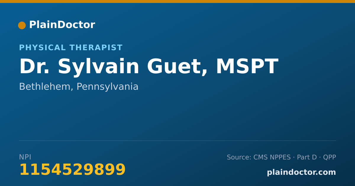 Shareable card for Sylvain Guet, MSPT - Physical Therapist, Bethlehem, PA