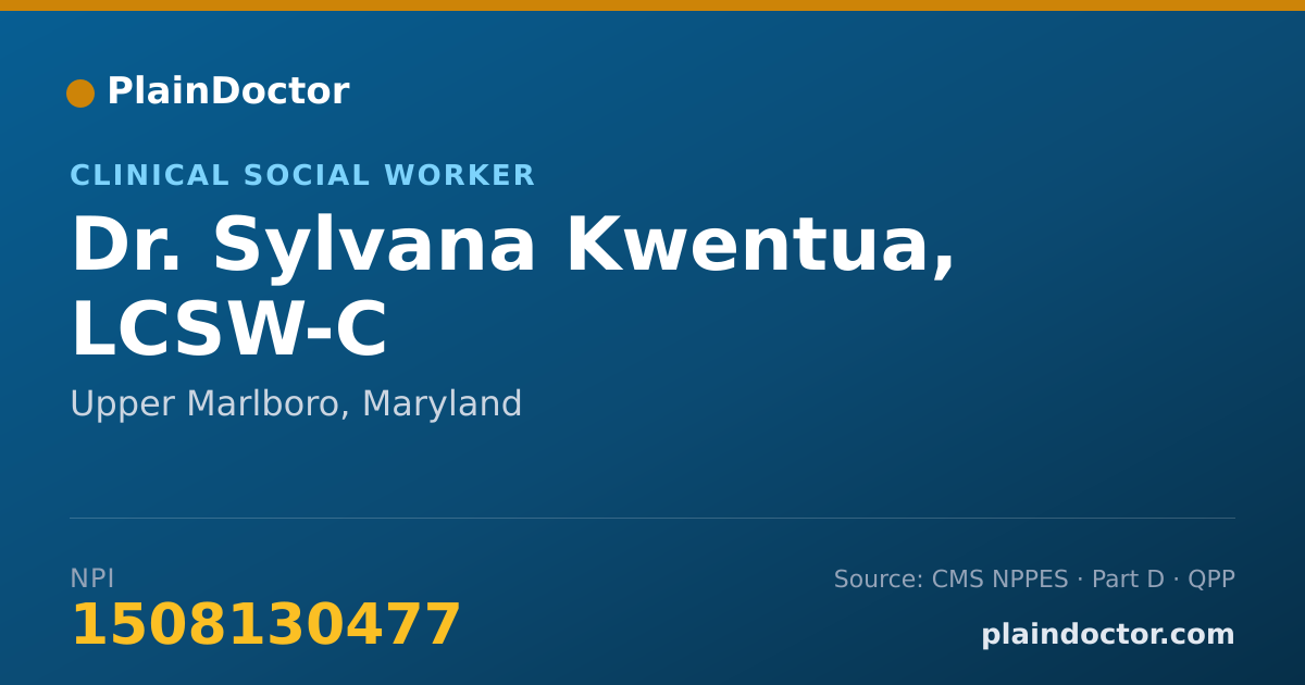 Shareable card for Sylvana Kwentua, LCSW-C - Clinical Social Worker, Upper Marlboro, MD