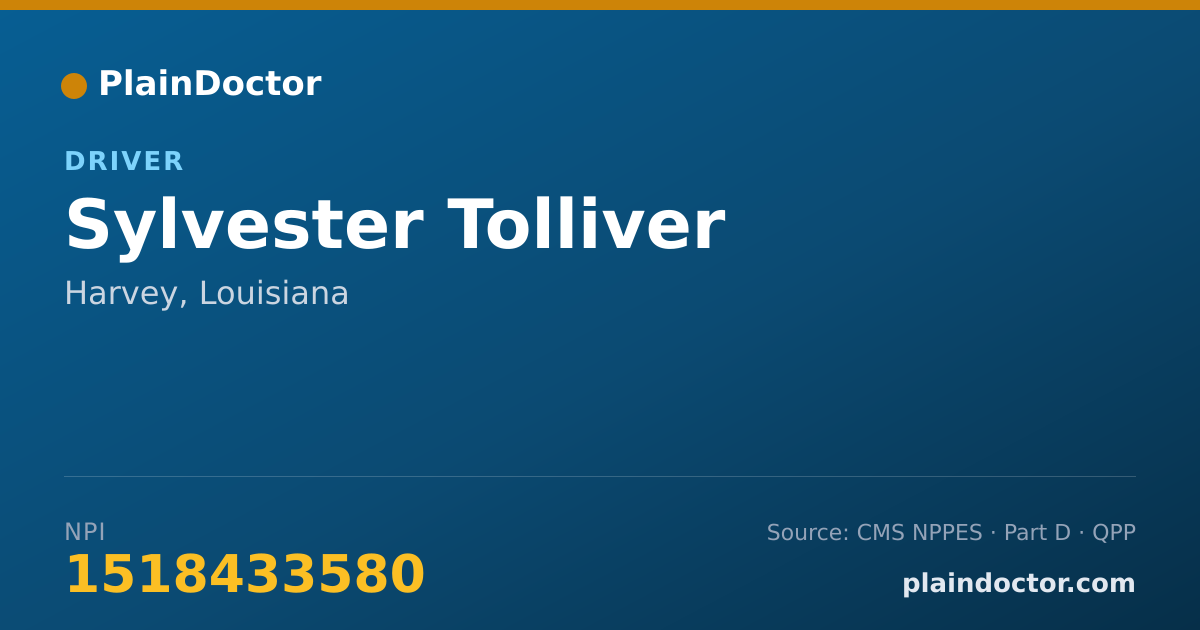 Shareable card for Sylvester Tolliver - Driver, Harvey, LA