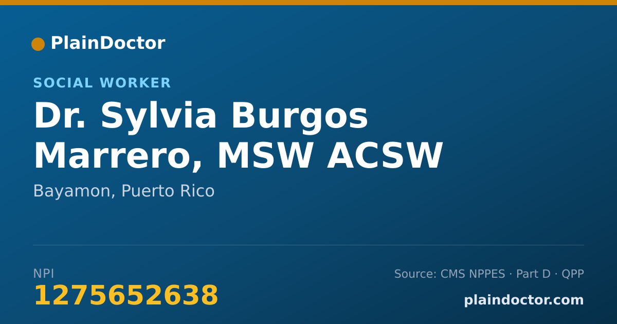 Shareable card for Sylvia Burgos Marrero, MSW ACSW - Social Worker, Bayamon, PR