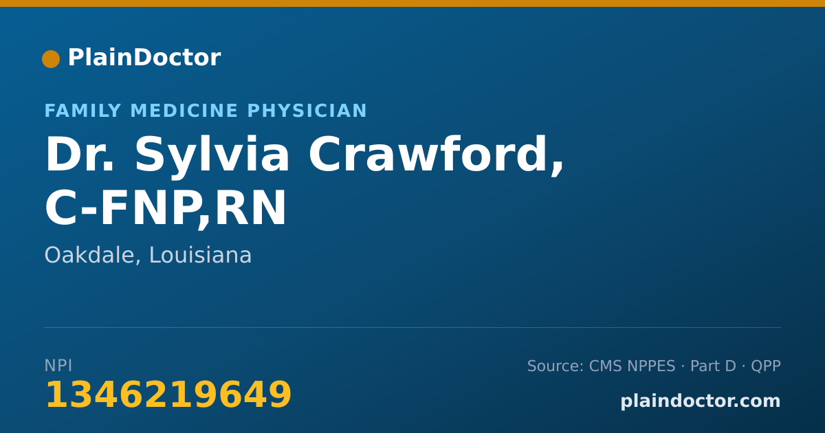 Shareable card for Sylvia Crawford, C-FNP,RN - Family Medicine Physician, Oakdale, LA