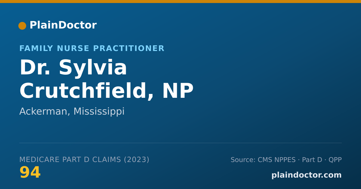 Shareable card for Sylvia Crutchfield, NP - Family Nurse Practitioner, Ackerman, MS