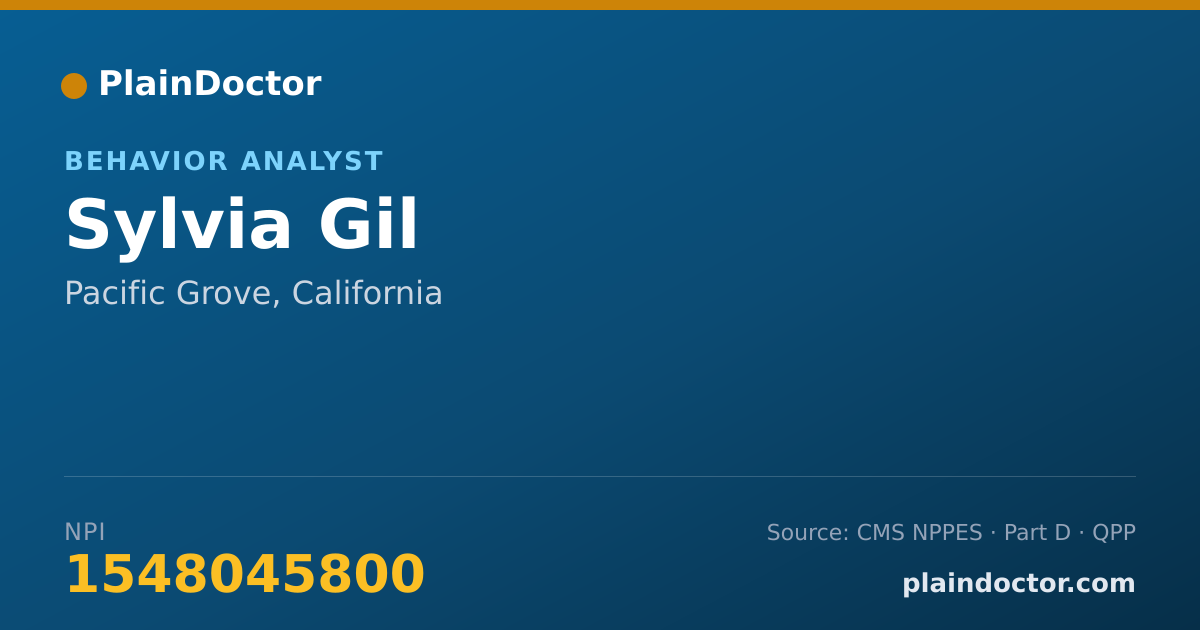 Shareable card for Sylvia Gil - Behavior Analyst, Pacific Grove, CA