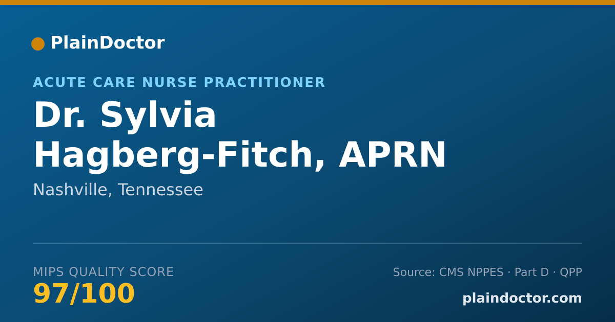 Shareable card for Sylvia Hagberg-Fitch, APRN - Acute Care Nurse Practitioner, Nashville, TN