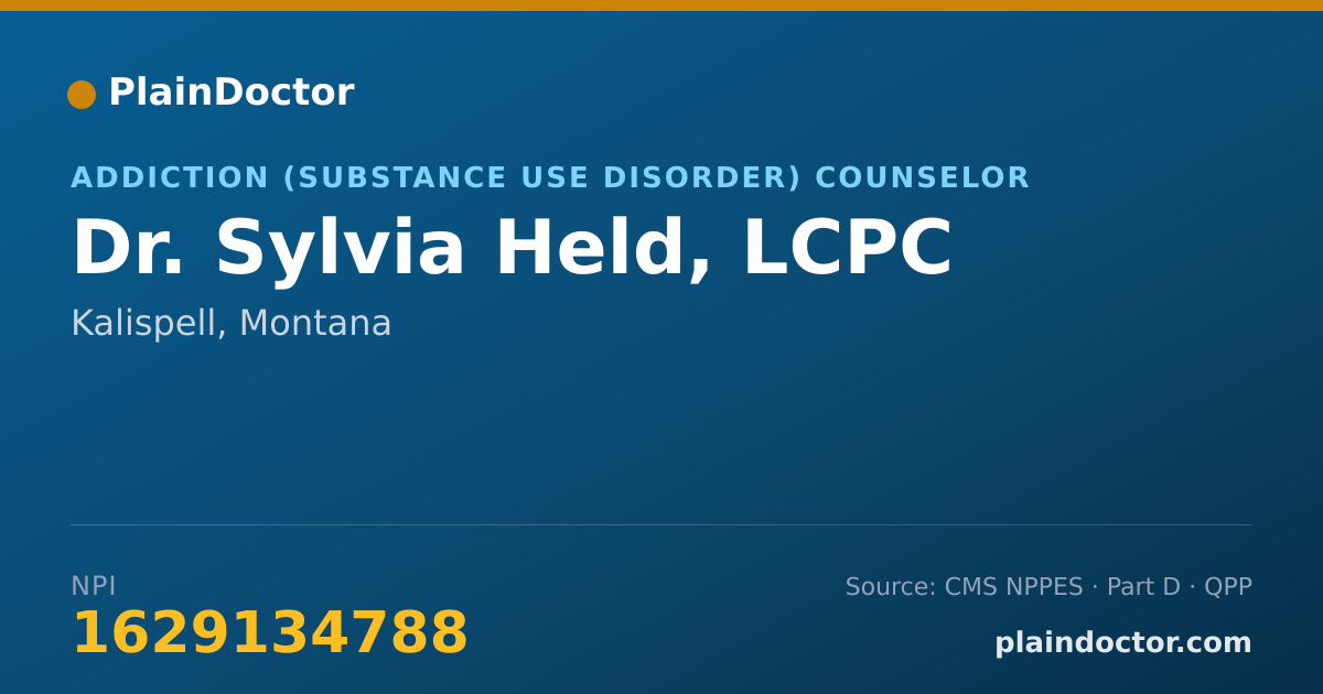 Shareable card for Sylvia Held, LCPC - Addiction (Substance Use Disorder) Counselor, Kalispell, MT