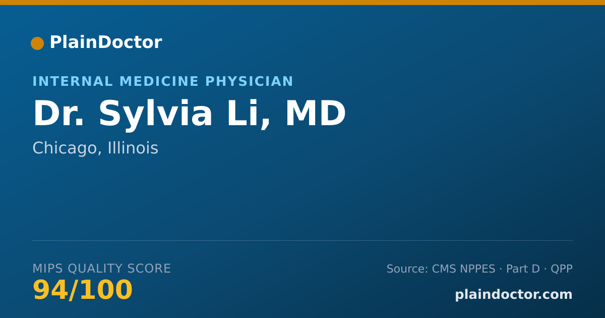 Shareable card for Sylvia Li, MD - Internal Medicine Physician, Chicago, IL