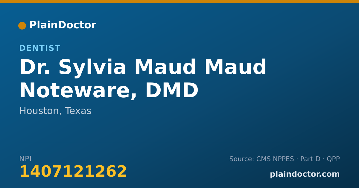 Shareable card for Sylvia Maud Maud Noteware, DMD - Dentist, Houston, TX
