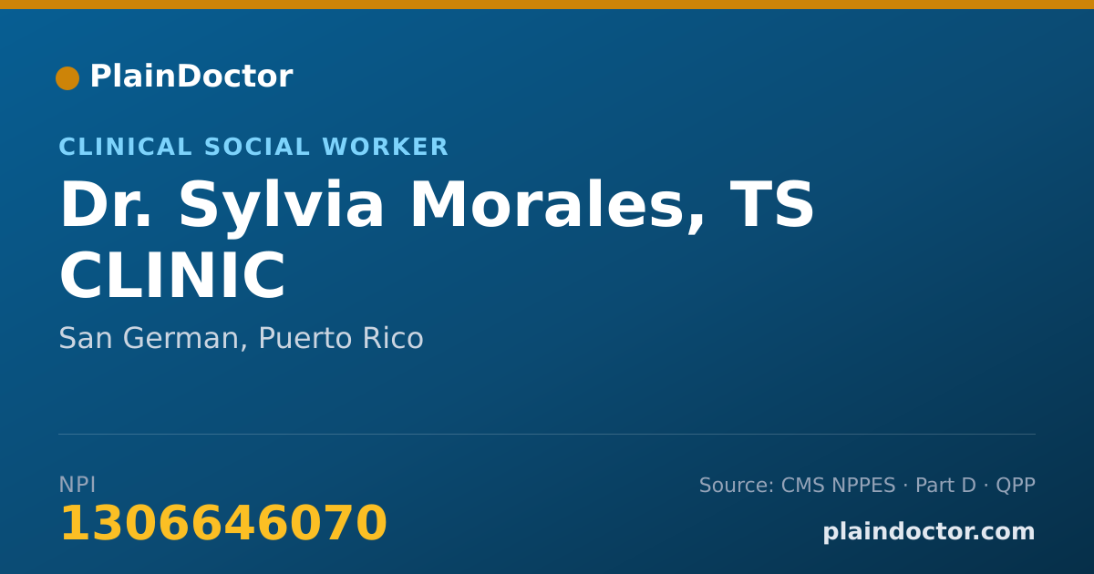 Shareable card for Sylvia Morales, TS CLINIC - Clinical Social Worker, San German, PR