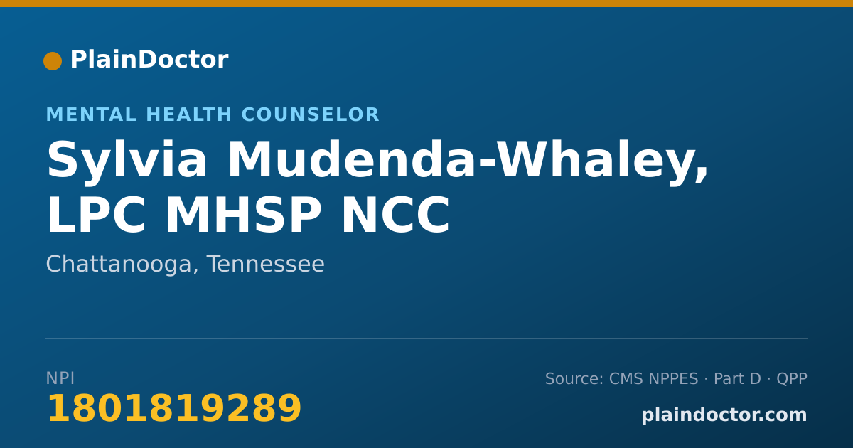Shareable card for Sylvia Mudenda-Whaley, LPC MHSP NCC - Mental Health Counselor, Chattanooga, TN