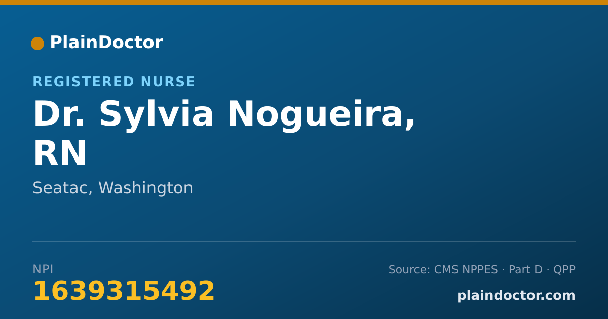 Shareable card for Sylvia Nogueira, RN - Registered Nurse, Seatac, WA