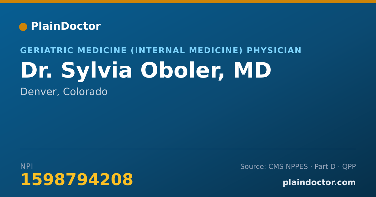 Shareable card for Sylvia Oboler, MD - Geriatric Medicine (Internal Medicine) Physician, Denver, CO
