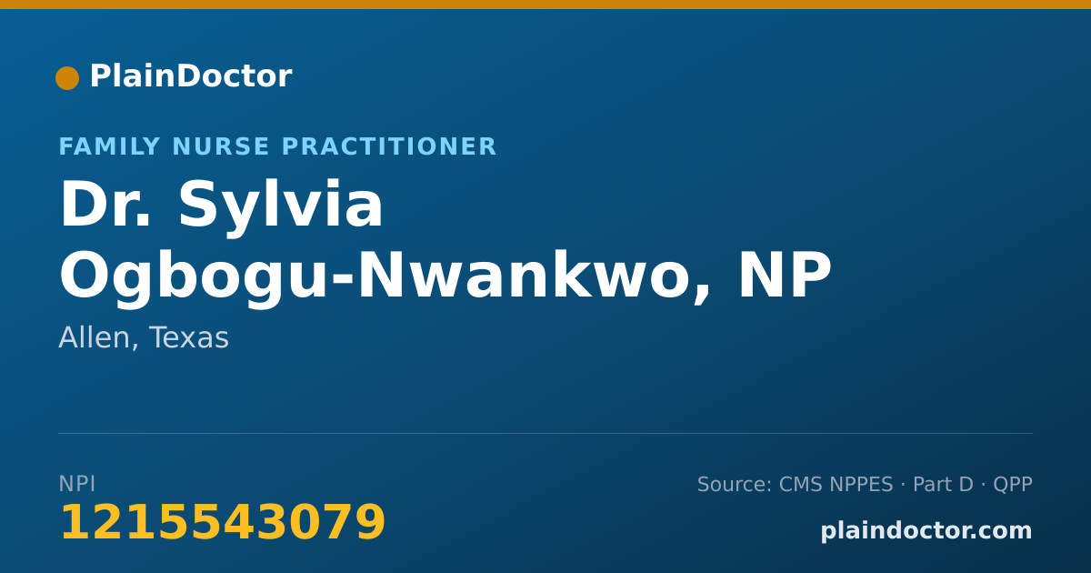 Shareable card for Sylvia Ogbogu-Nwankwo, NP - Family Nurse Practitioner, Allen, TX