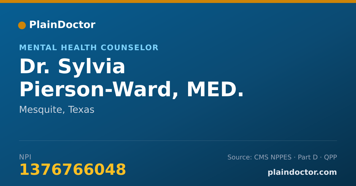 Shareable card for Sylvia Pierson-Ward, MED. - Mental Health Counselor, Mesquite, TX