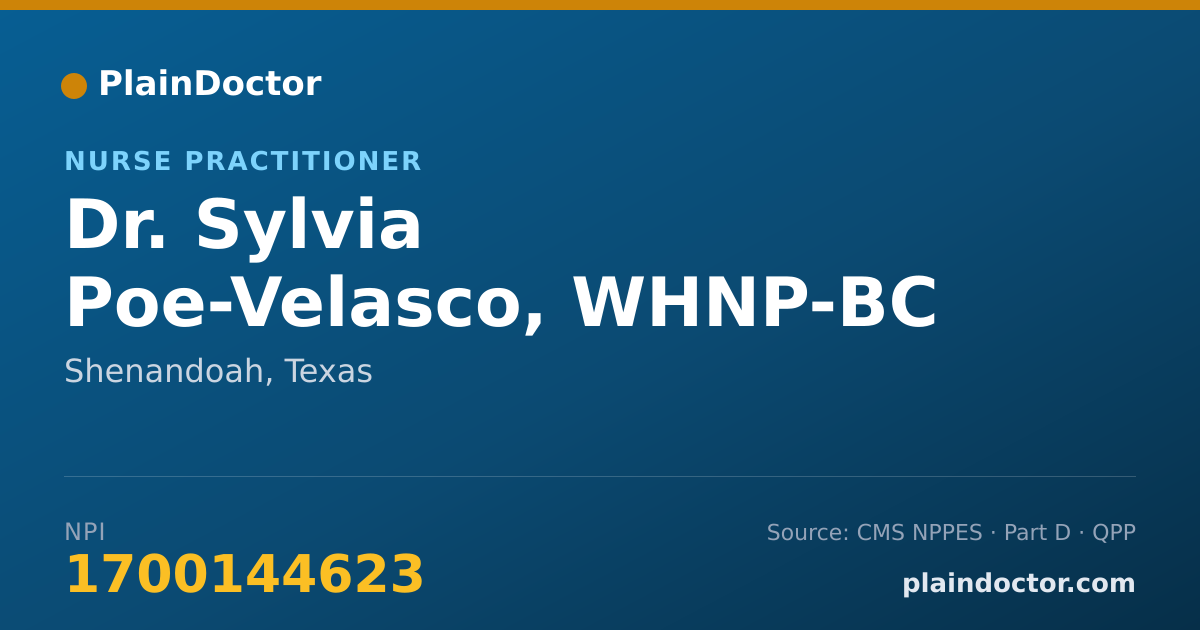 Shareable card for Sylvia Poe-Velasco, WHNP-BC - Nurse Practitioner, Shenandoah, TX