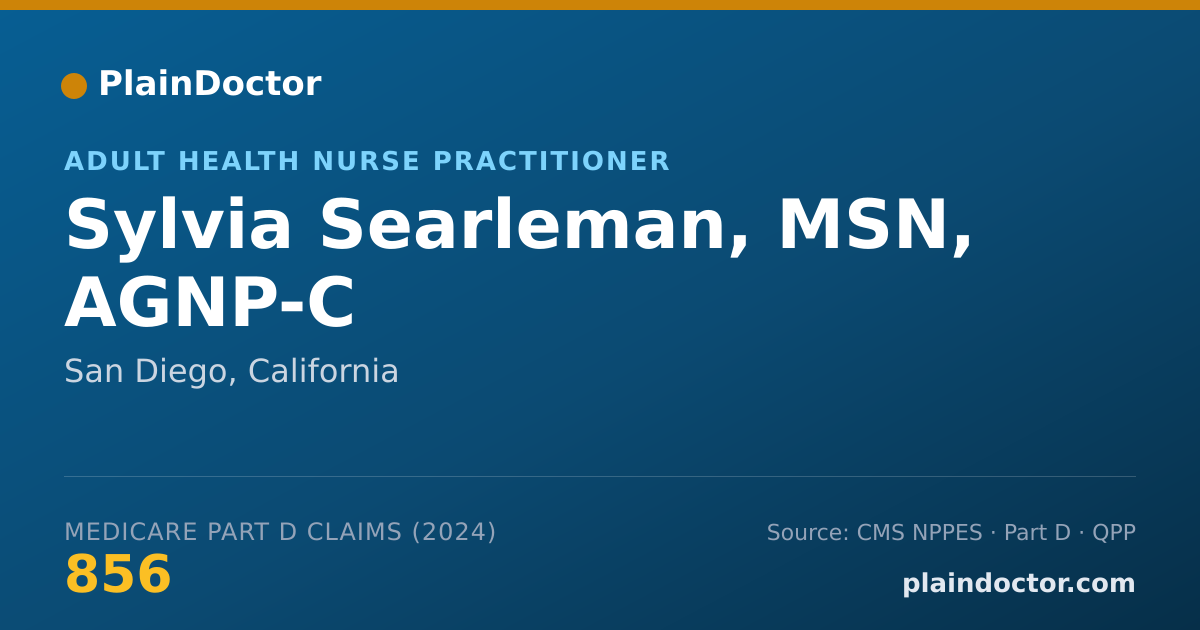 Shareable card for Sylvia Searleman, MSN, AGNP-C - Adult Health Nurse Practitioner, San Diego, CA