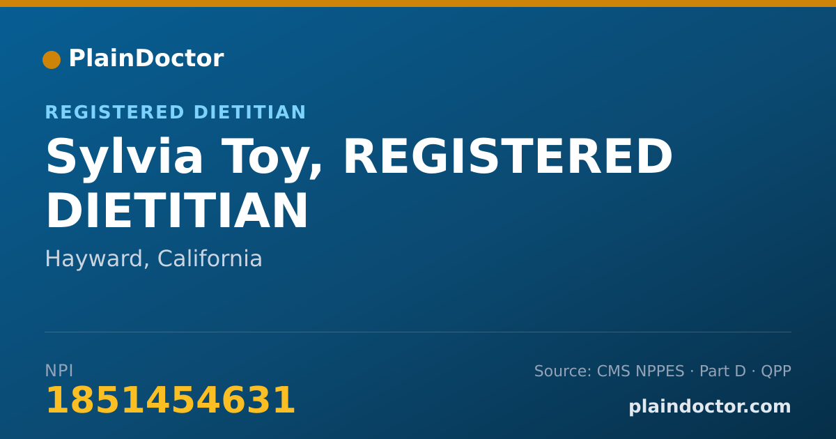 Shareable card for Sylvia Toy, REGISTERED DIETITIAN - Registered Dietitian, Hayward, CA
