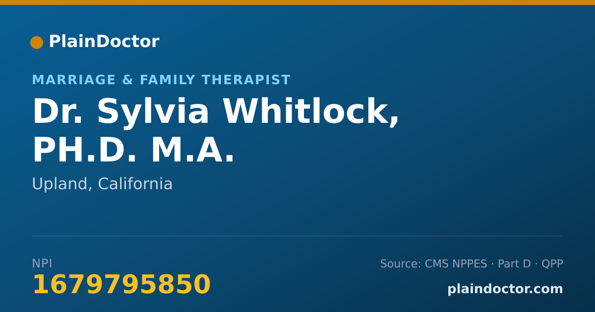 Shareable card for Sylvia Whitlock, PH.D. M.A. - Marriage & Family Therapist, Upland, CA