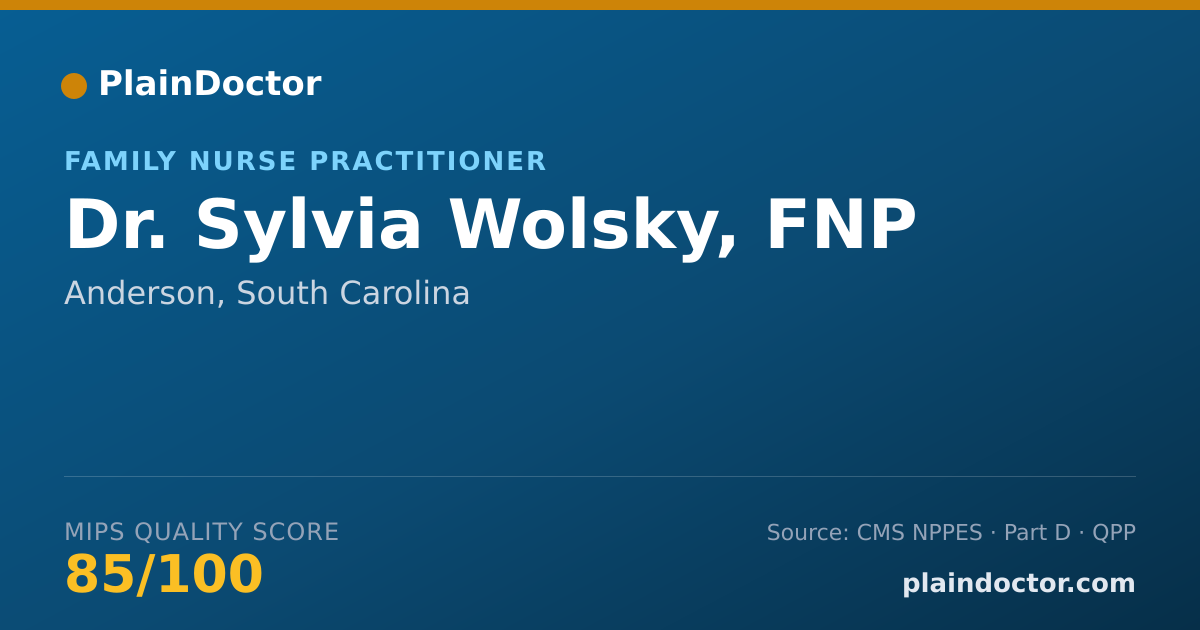 Shareable card for Sylvia Wolsky, FNP - Family Nurse Practitioner, Anderson, SC