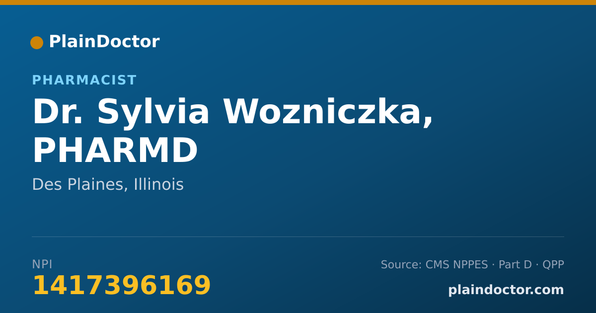 Shareable card for Sylvia Wozniczka, PHARMD - Pharmacist, Des Plaines, IL