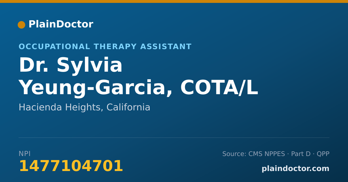 Shareable card for Sylvia Yeung-Garcia, COTA/L - Occupational Therapy Assistant, Hacienda Heights, CA