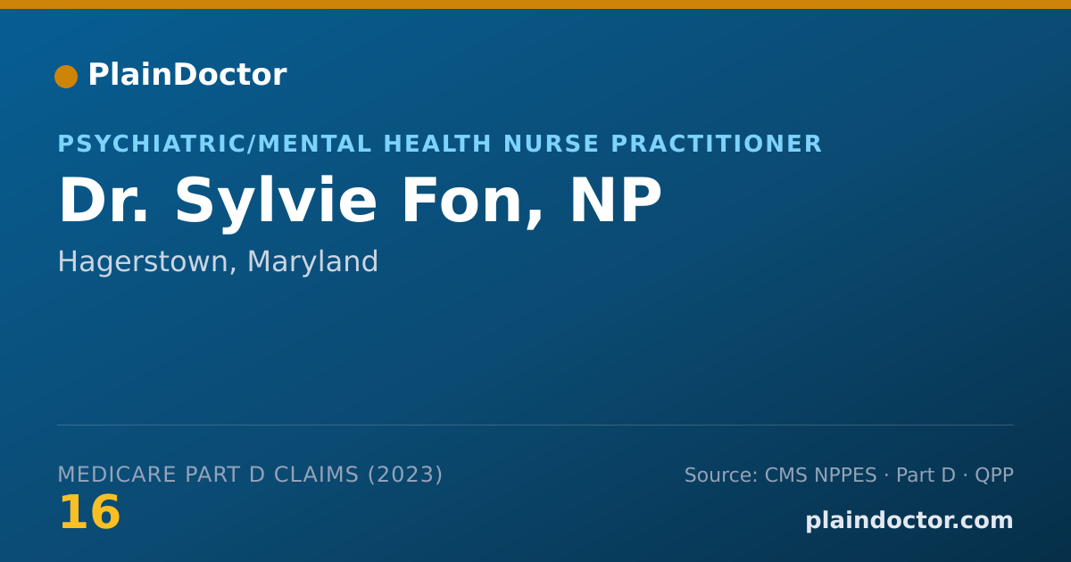 Shareable card for Sylvie Fon, NP - Psychiatric/Mental Health Nurse Practitioner, Hagerstown, MD