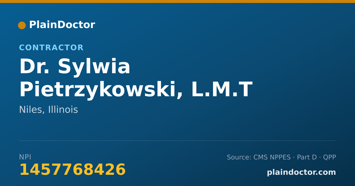 Shareable card for Sylwia Pietrzykowski, L.M.T - Contractor, Niles, IL
