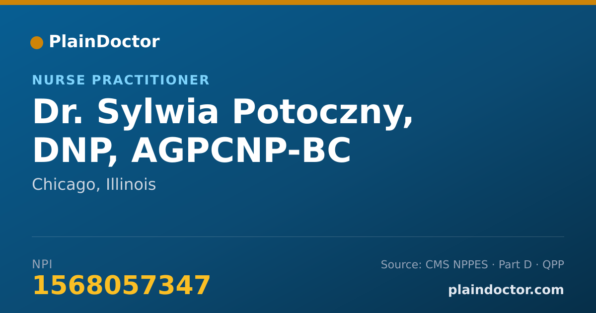 Shareable card for Sylwia Potoczny, DNP, AGPCNP-BC - Nurse Practitioner, Chicago, IL