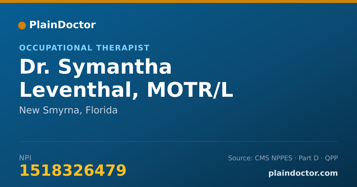 Shareable card for Symantha Leventhal, MOTR/L - Occupational Therapist, New Smyrna, FL