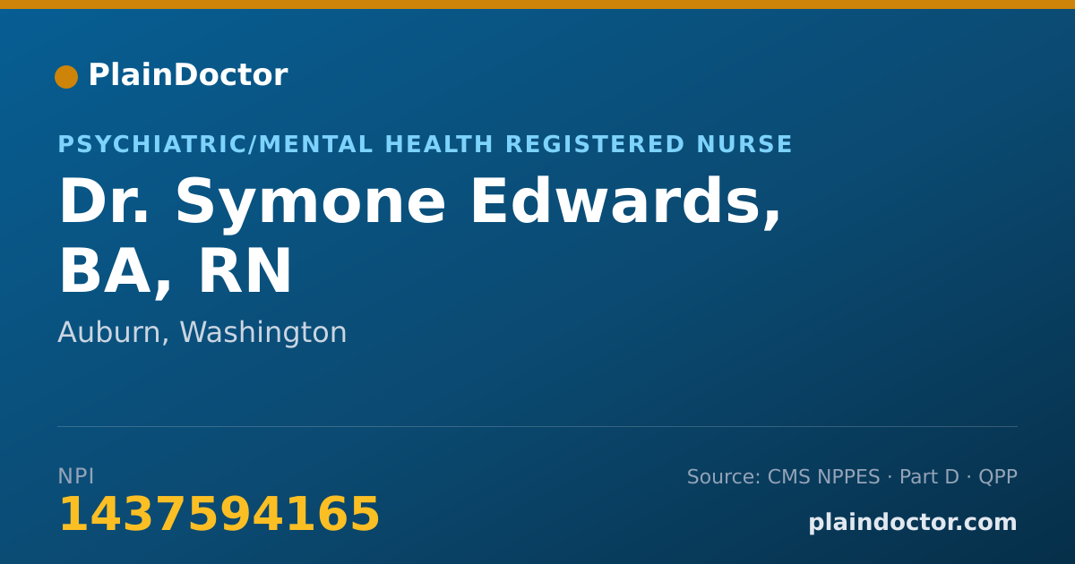 Shareable card for Symone Edwards, BA, RN - Psychiatric/Mental Health Registered Nurse, Auburn, WA