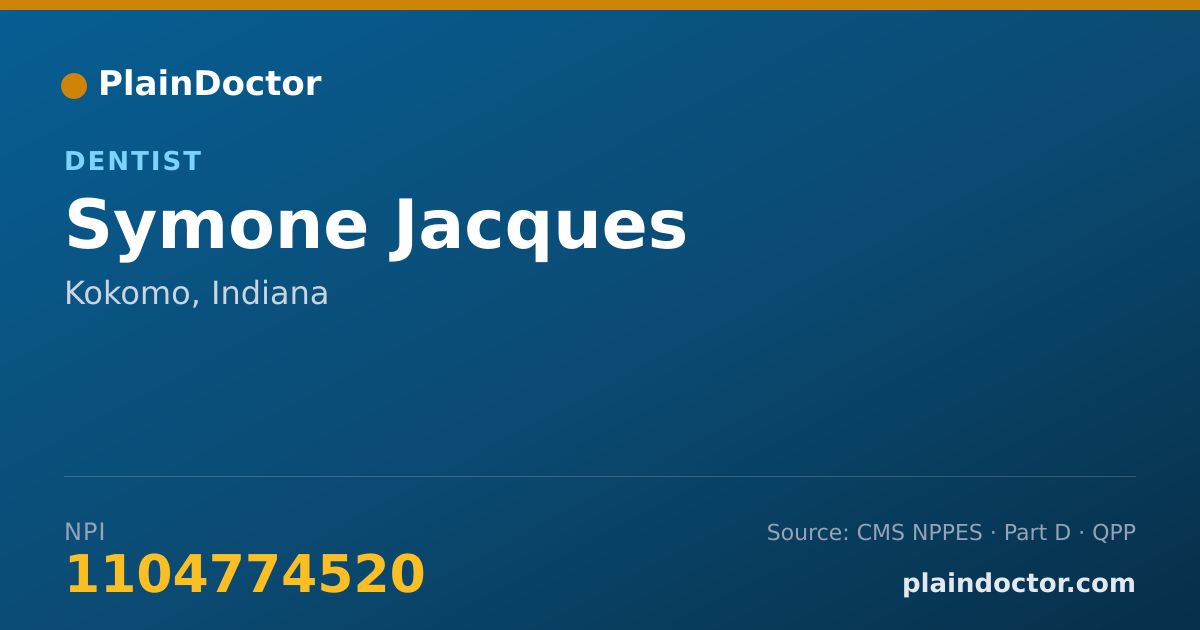 Shareable card for Symone Jacques - Dentist, Kokomo, IN
