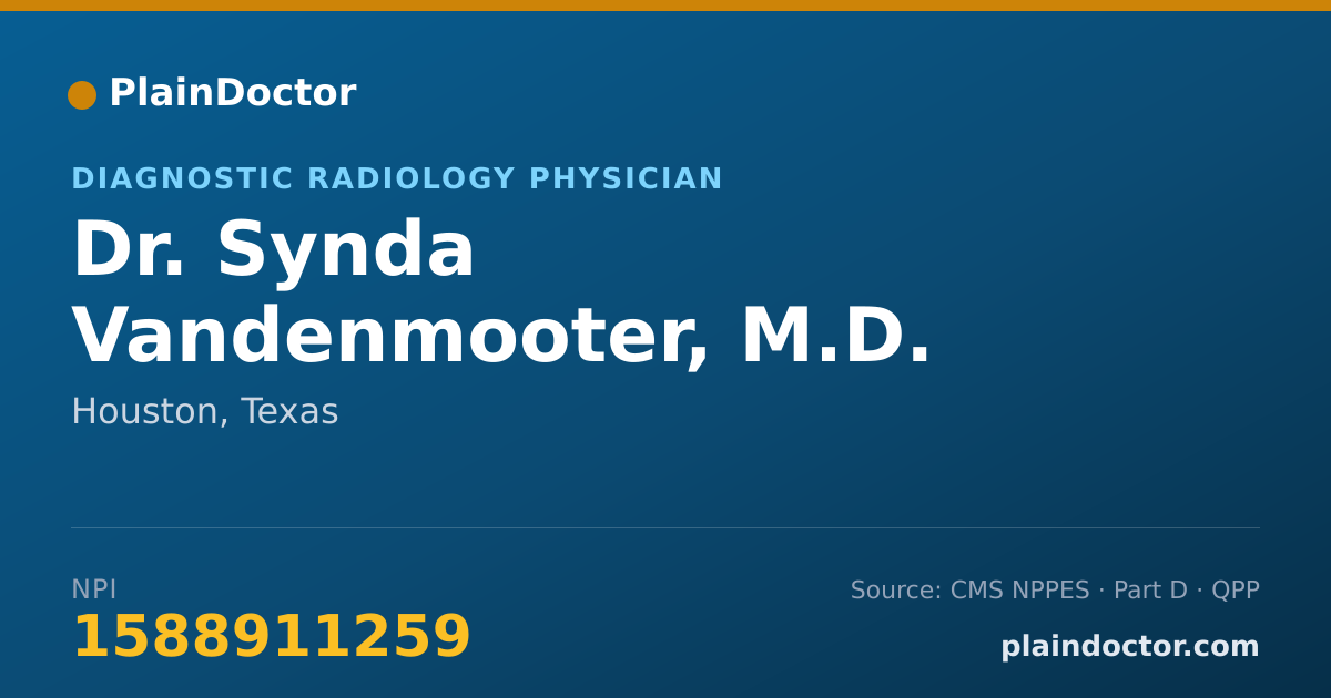 Shareable card for Synda Vandenmooter, M.D. - Diagnostic Radiology Physician, Houston, TX