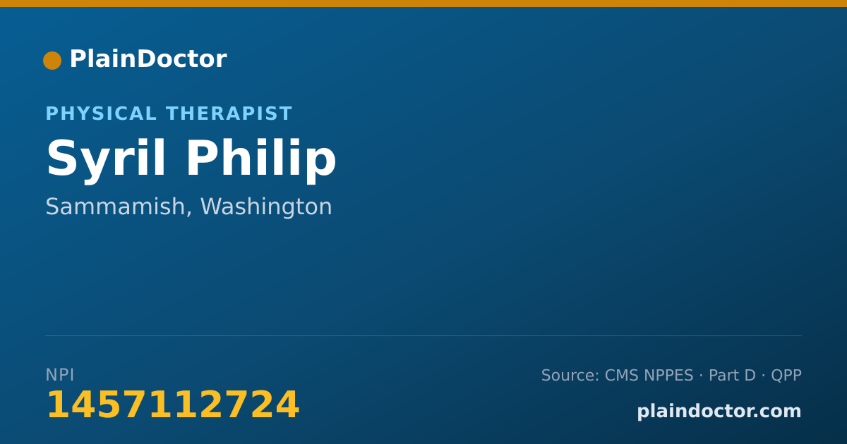 Shareable card for Syril Philip - Physical Therapist, Sammamish, WA