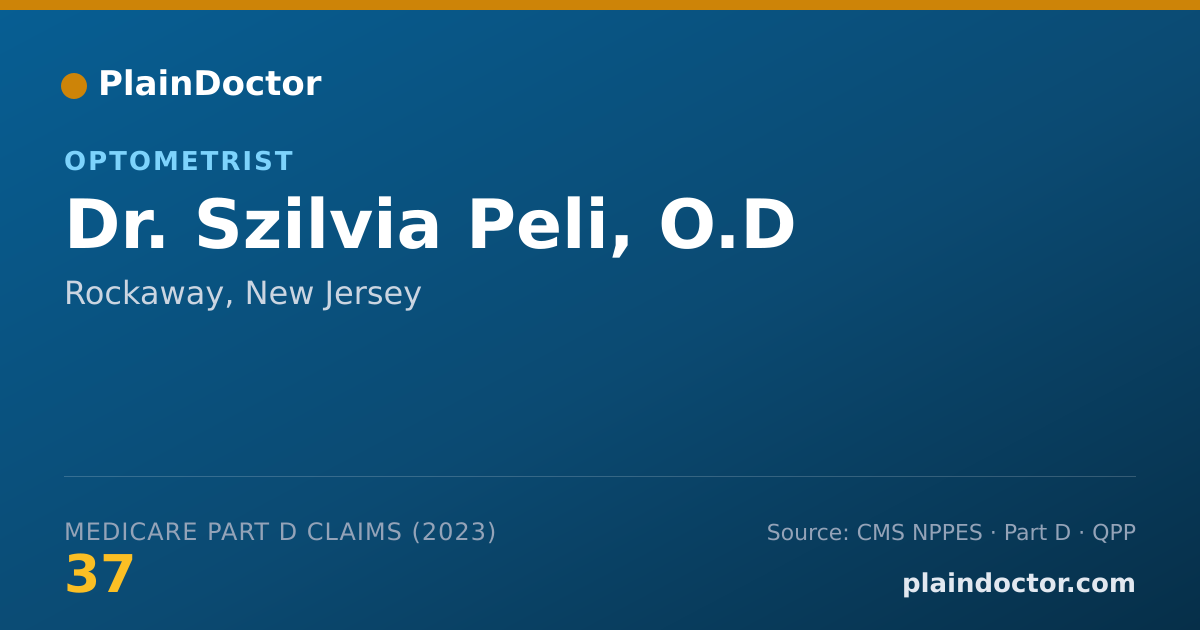 Shareable card for Szilvia Peli, O.D - Optometrist, Rockaway, NJ