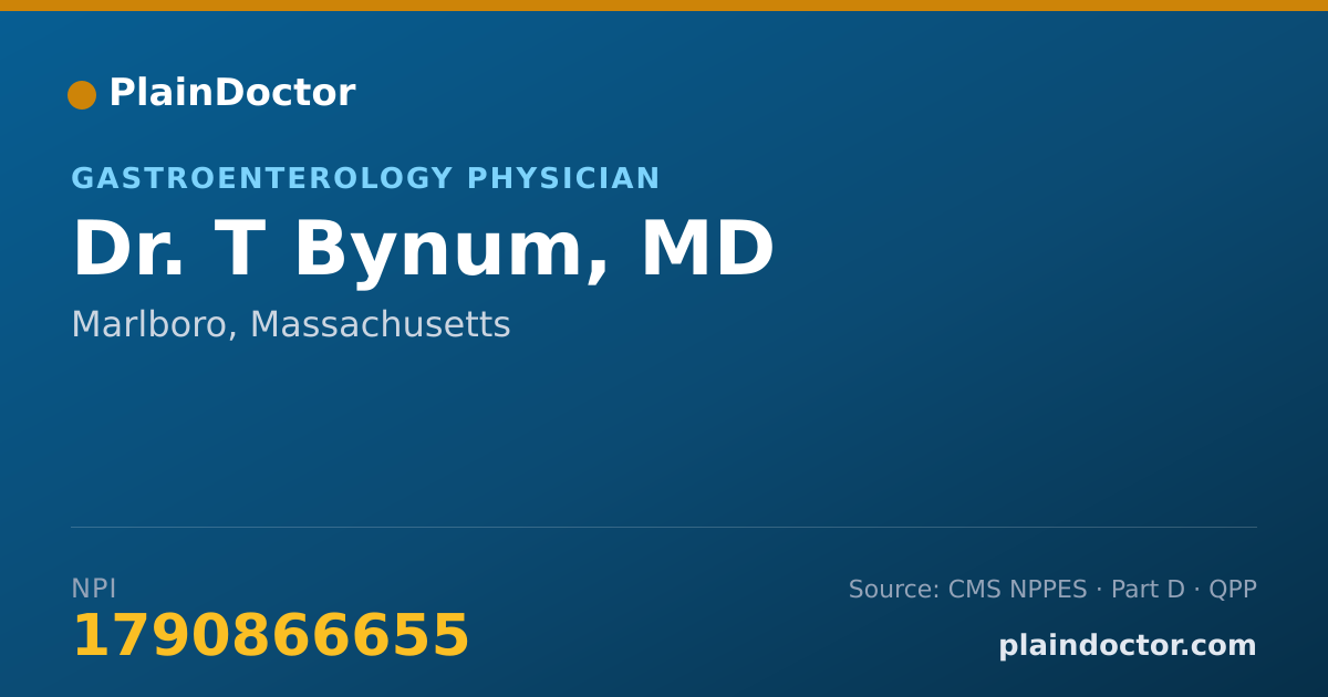 Shareable card for T Bynum, MD - Gastroenterology Physician, Marlboro, MA