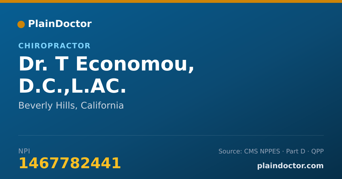 Shareable card for T Economou, D.C.,L.AC. - Chiropractor, Beverly Hills, CA