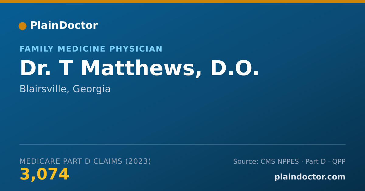 Shareable card for T Matthews, D.O. - Family Medicine Physician, Blairsville, GA