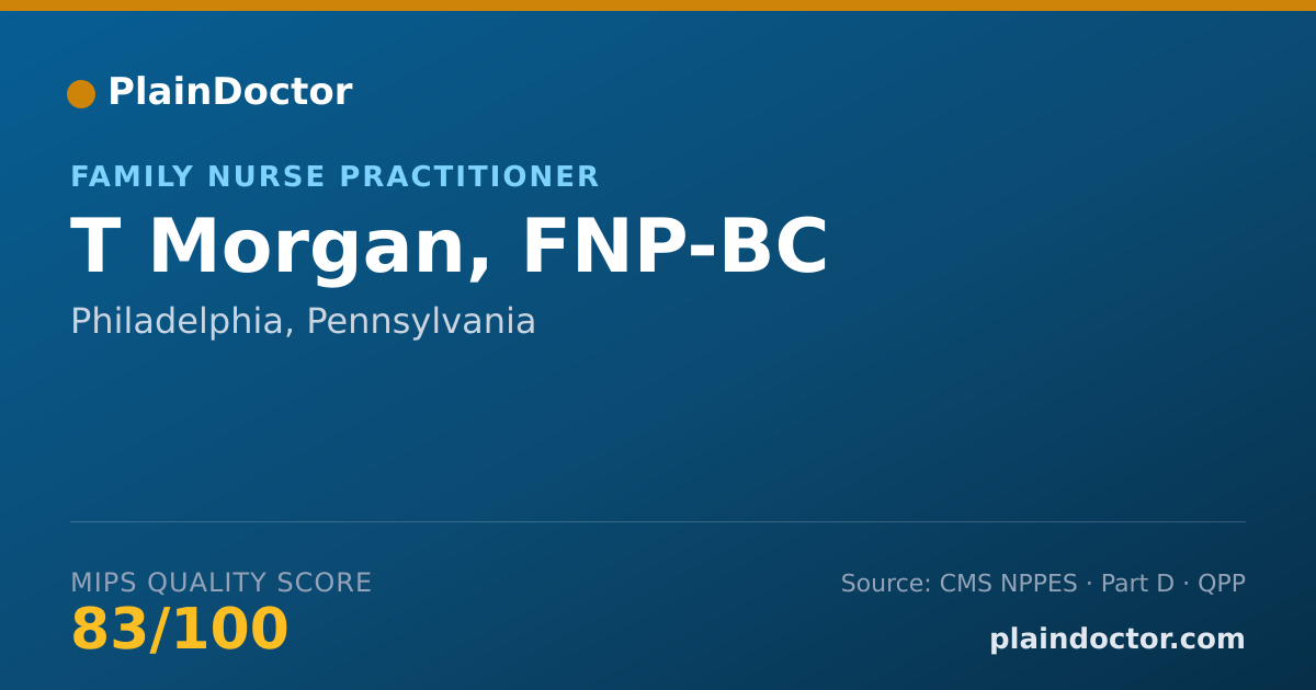 Shareable card for T Morgan, FNP-BC - Family Nurse Practitioner, Philadelphia, PA
