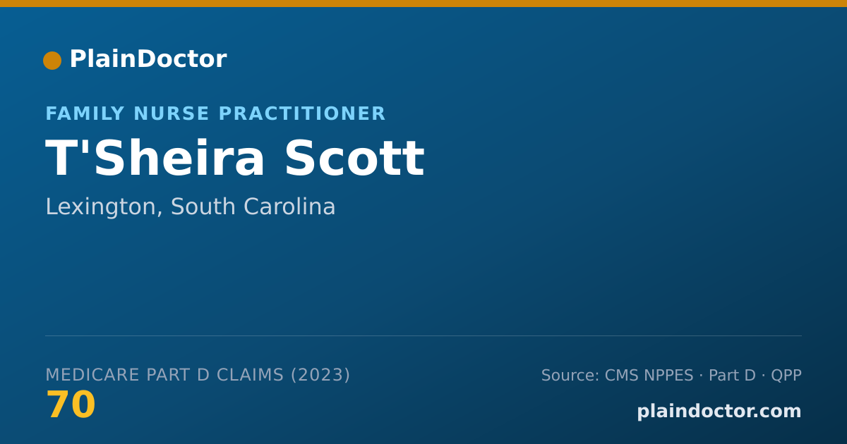 Shareable card for T'Sheira Scott - Family Nurse Practitioner, Lexington, SC