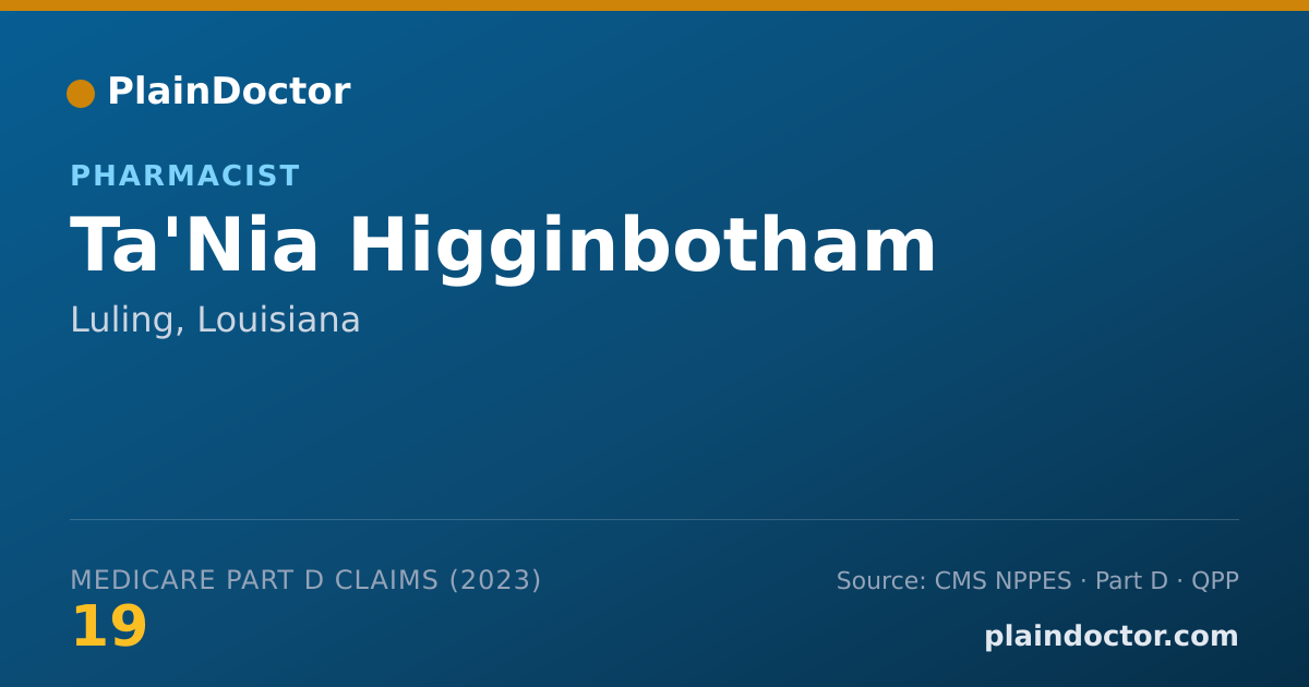 Shareable card for Ta'Nia Higginbotham - Pharmacist, Luling, LA