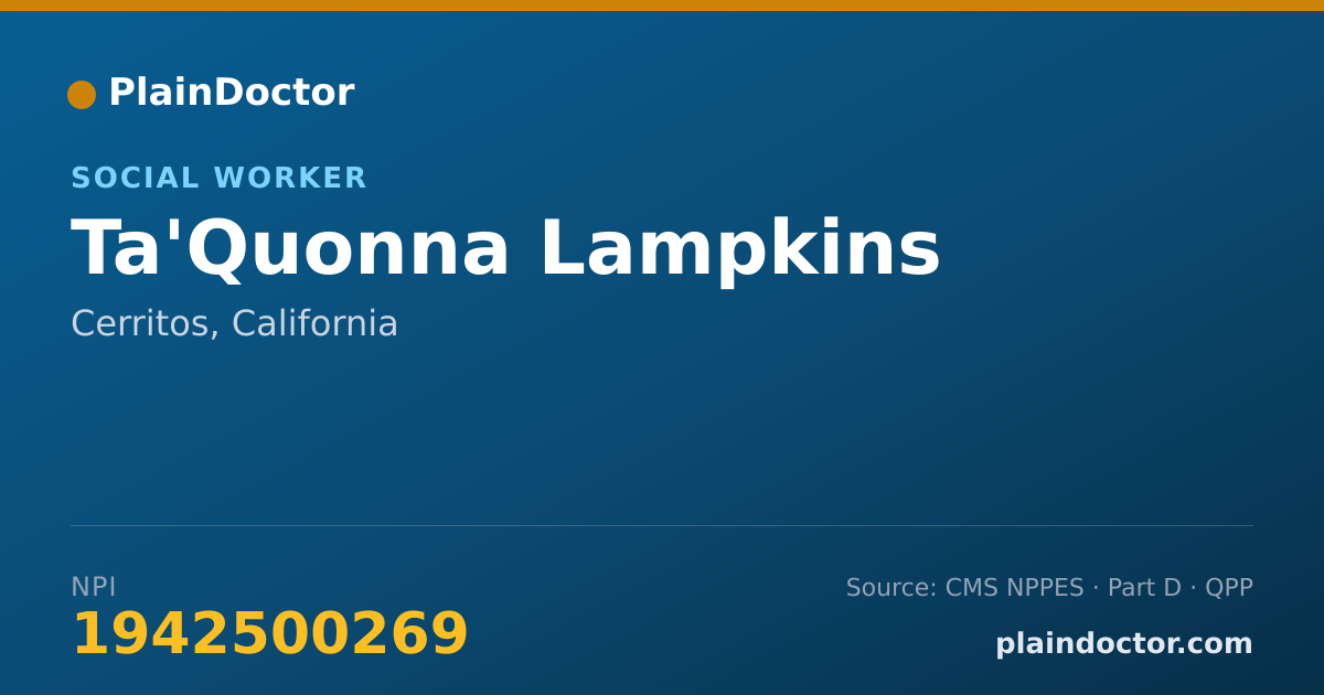 Shareable card for Ta'Quonna Lampkins - Social Worker, Cerritos, CA