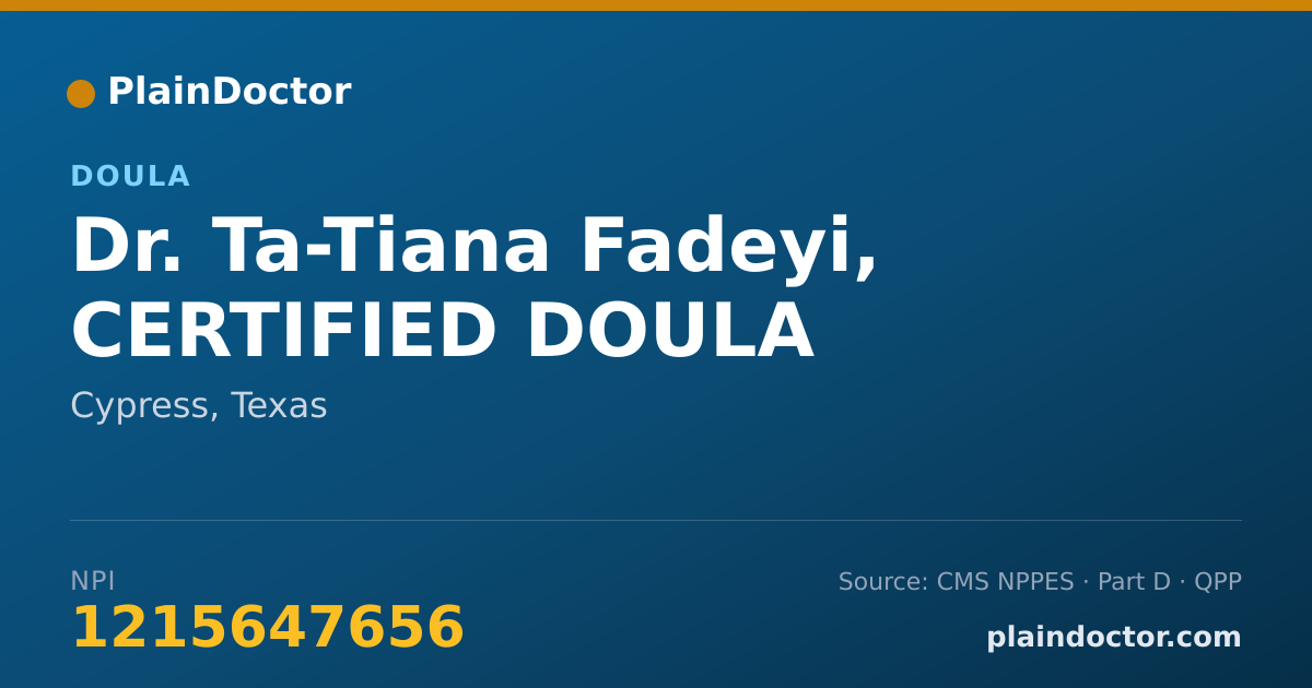 Shareable card for Ta-Tiana Fadeyi, CERTIFIED DOULA - Doula, Cypress, TX