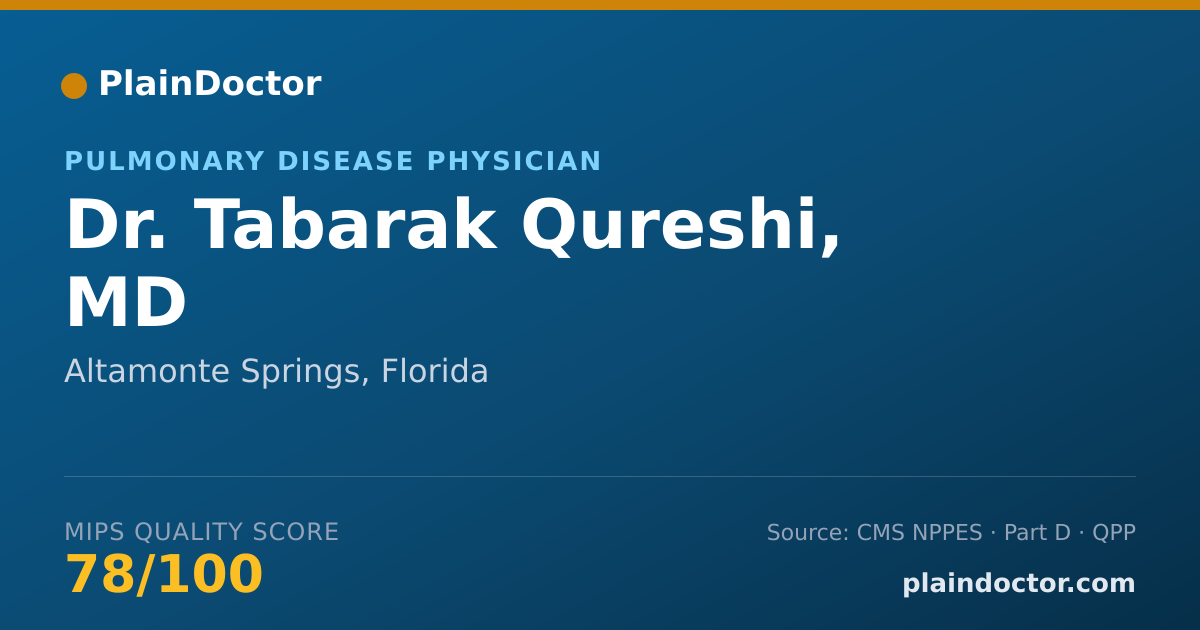 Shareable card for Tabarak Qureshi, MD - Critical Care Medicine (Internal Medicine) Physician, Altamonte Springs, FL