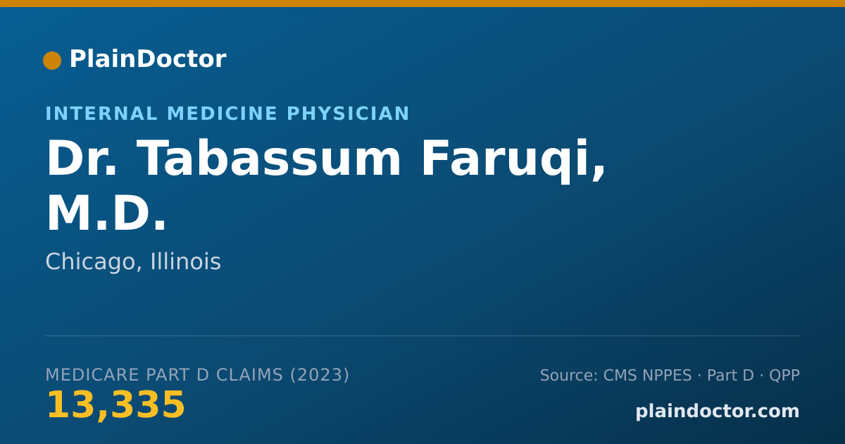 Shareable card for Tabassum Faruqi, M.D. - Internal Medicine Physician, Chicago, IL