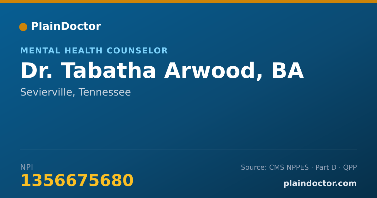 Shareable card for Tabatha Arwood, BA - Mental Health Counselor, Sevierville, TN